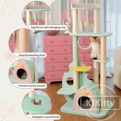 Premium Sisal-Wrapped Posts for Scratching Fun-Wonderland Cat Tree -KtKitty