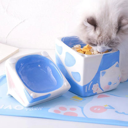 Ergonomic 15° Tilt Cat Bowl for Neck Protection - KtKitty