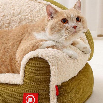 Two cats resting on plush washable cat couch - KtKitty