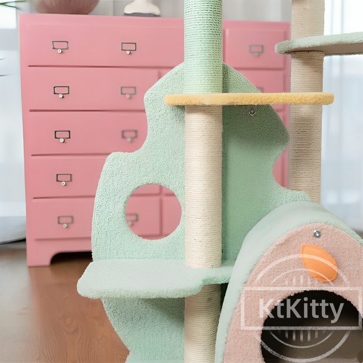Wonderland Cat Tree with Circular Cutouts for Engaging Play-KtKitty