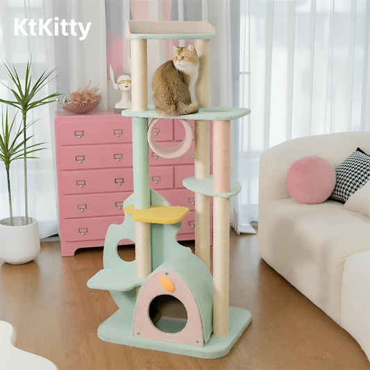 Multi-Cat-Friendly Cat Tree with Spacious Design-Wonderland Cat Tree -KtKitty