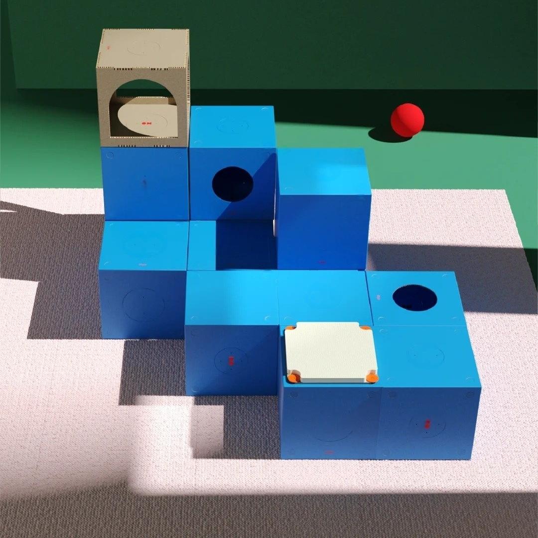 A cozy, eco-friendly cat house made from durable cardboard, perfect for your feline friends to hide, scratch, and explore.