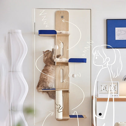 Combines climbing, resting, and scratching in one compact over-door setup.