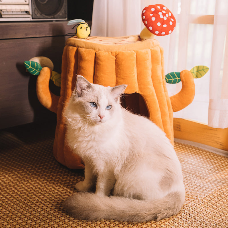 Soft tree shaped cat bed in bright indoor setting - KtKitty