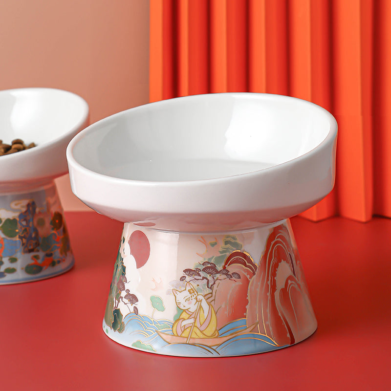 High-Quality Ceramic Cat Bowl with Fine Detailing -KtKitty