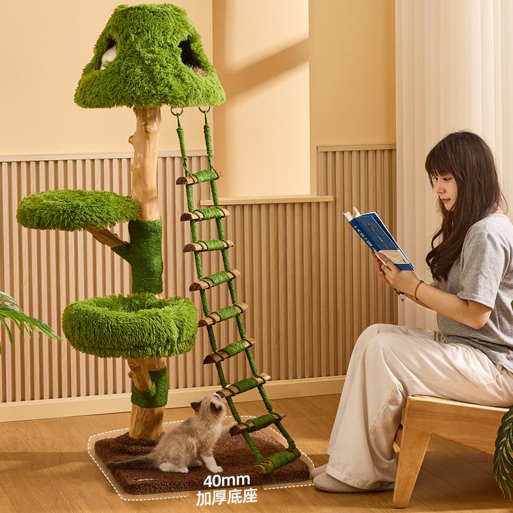 Wooden Cloud Stepper Cat Tree Tower