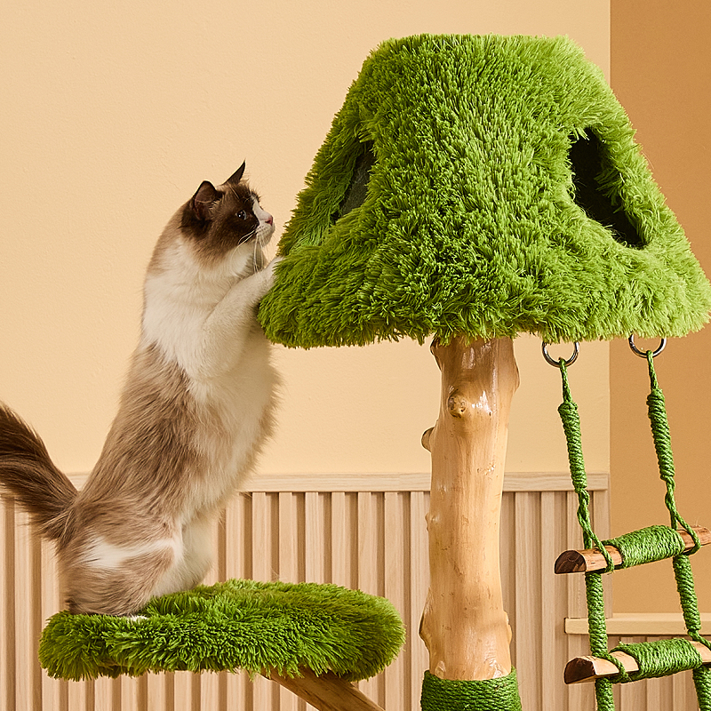 Wooden Cloud Stepper Cat Tree Tower