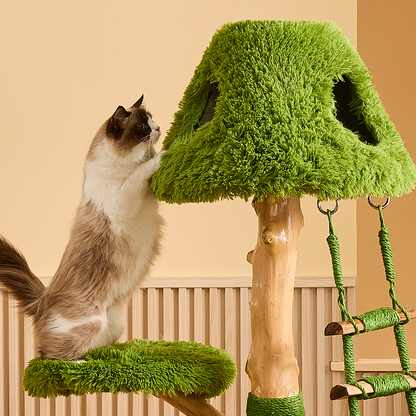 Wooden Cloud Stepper Cat Tree Tower