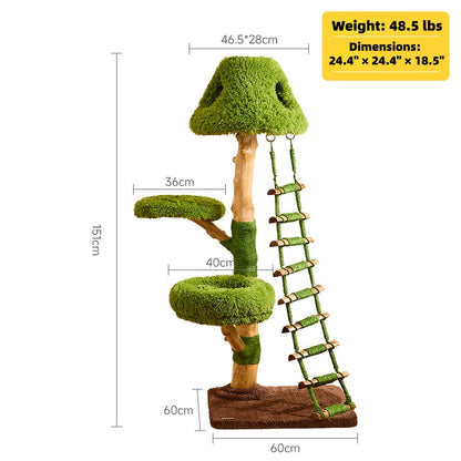 Wooden Cloud Stepper Cat Tree Tower