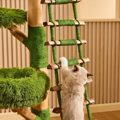 Wooden Cloud Stepper Cat Tree Tower