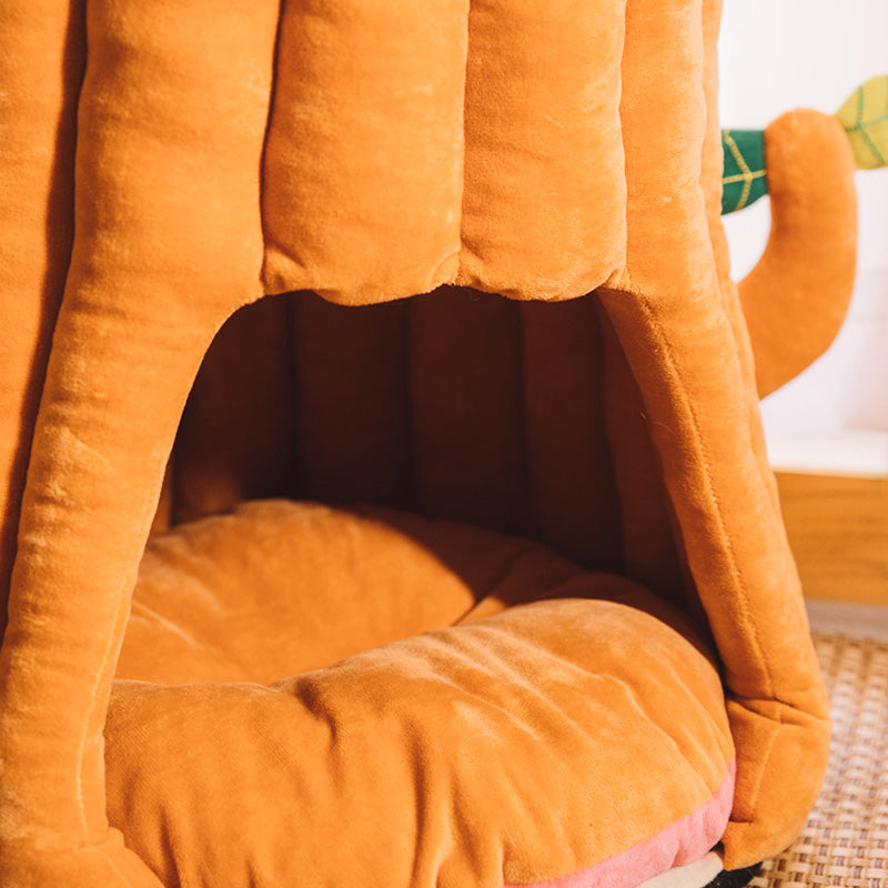 Cat napping in tree shaped bed in living room - KtKitty