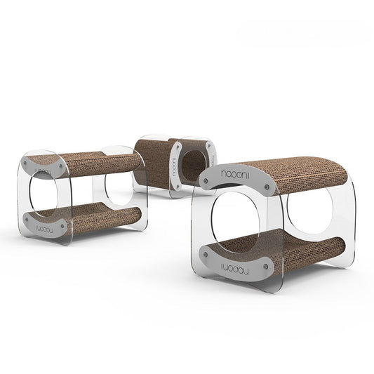 Acrylic Cat Tunnel & Scratcher – Cozy, Scratchable & Stackable