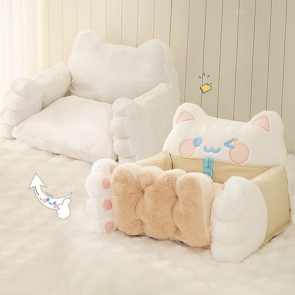 Cookie Chef Cat Sofa Bed — Cozy & Comfortable Cat Bed featuring plush material and playful 3D cathead design.