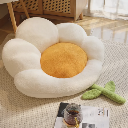 Two cats resting on plush flower-shaped pet bed - KtKitty