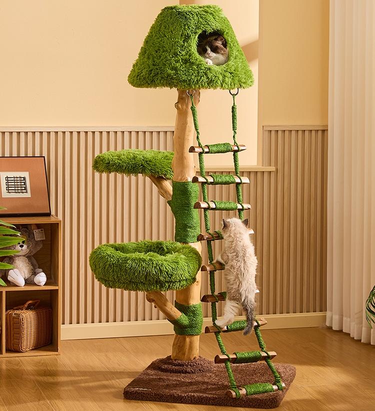 Wooden Cloud Stepper Cat Tree Tower