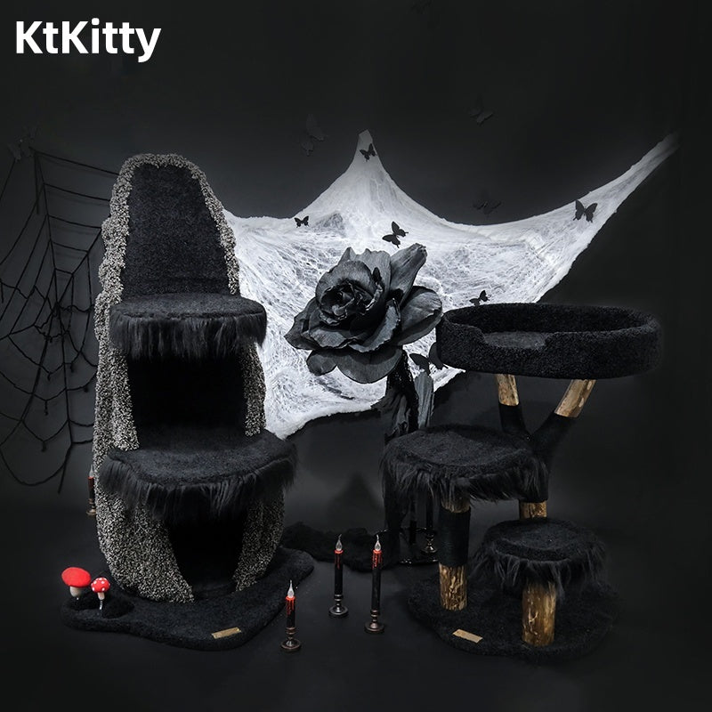 Halloween Gothic Multi-Style Cat Climbing Tree