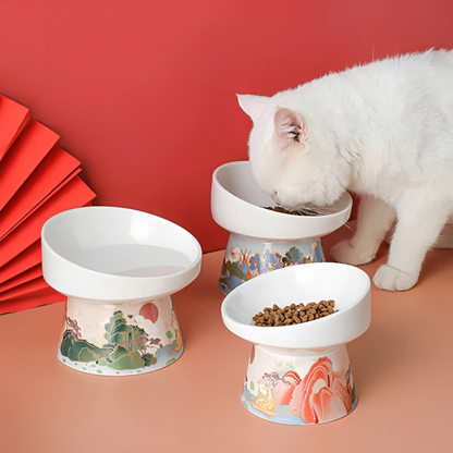 Durable, Hand-Painted Ceramic Cat Bowl with Unique Characters -KtKitty
