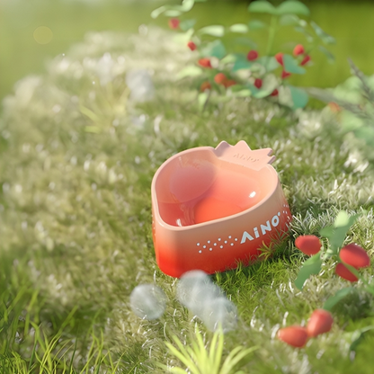 Strawberry Ceramic Cat Bowl with Tilted Design for Comfortable Eating -KtKitty