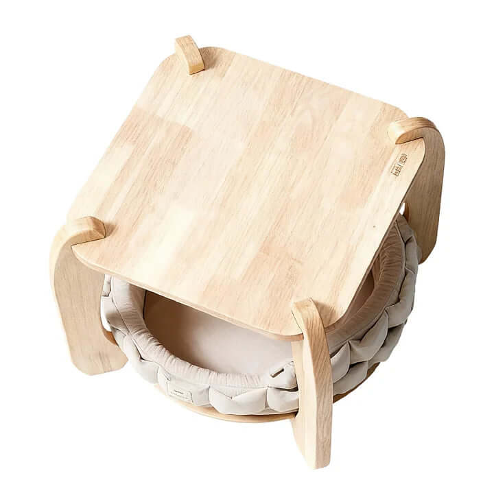 Solid Wood Cat End Table with Traditional Mortise-and-Tenon Craftsmanship