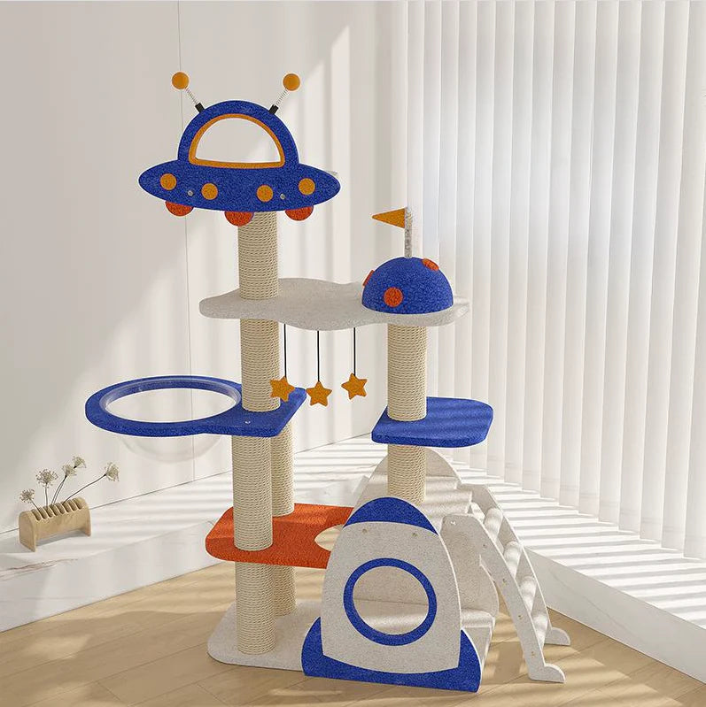 Aerospace-Themed Cat Tree with Comfortable Hammocks