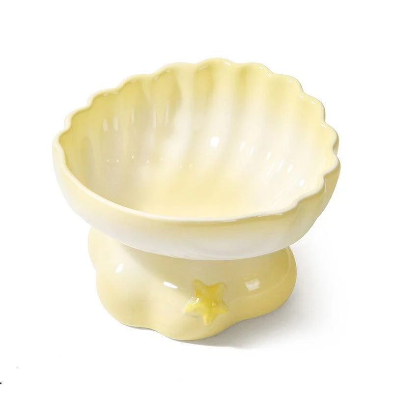 Shell Cat Food Water Bowl ¨C Marine-inspired ceramic elevated cat bowl for better posture and comfort ¨C KtKitty