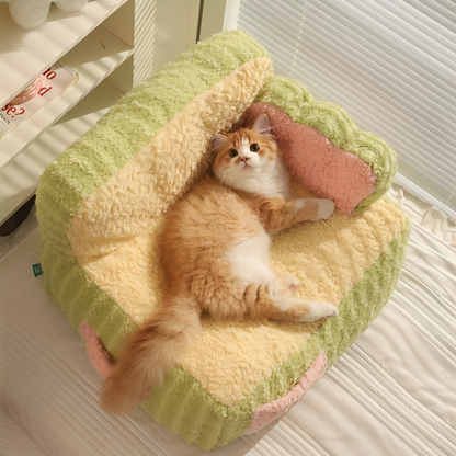 Portable cake sofa cat bed in bright indoor setting - KtKitty