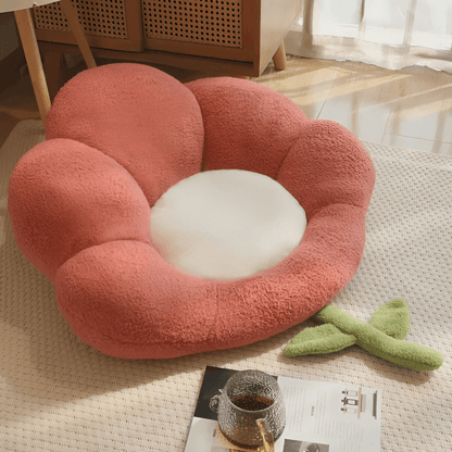 Close-up of premium cotton filling in flower cat bed - KtKitty