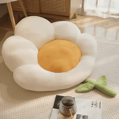 Two cats resting on plush flower-shaped pet bed - KtKitty