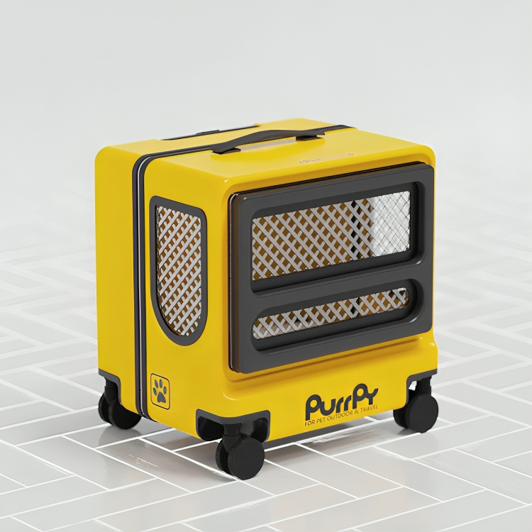 Close-up of Upgraded 360° Silent Wheels on Cat Trolley Case – Noise-Free Travel