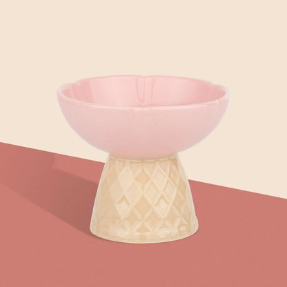 Elevated Ice Cream Cat Bowl for Comfort and Neck Protection -KtKitty