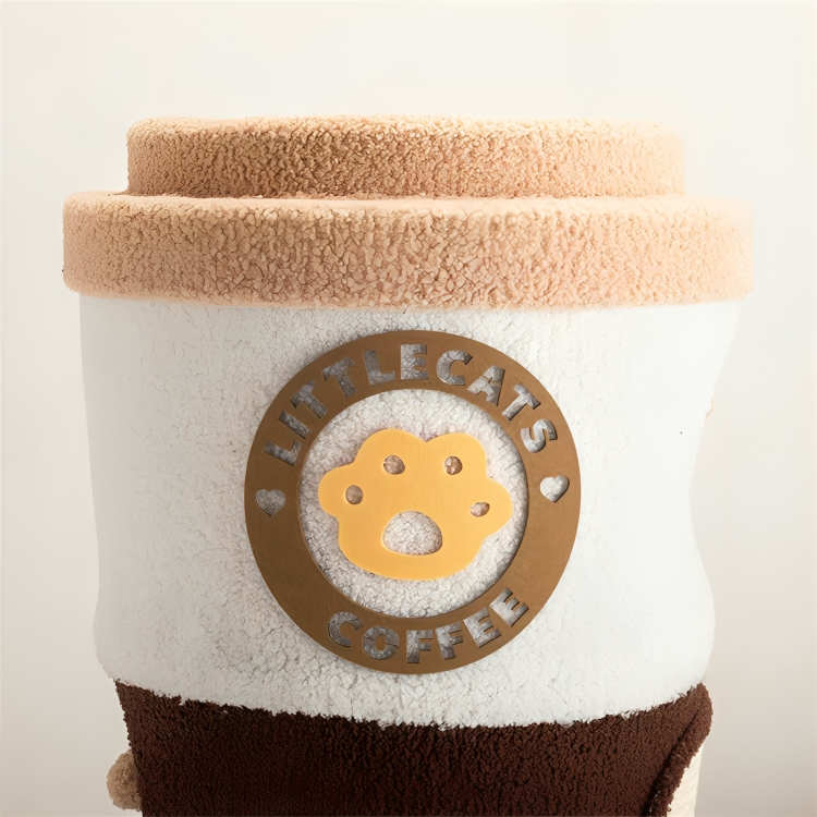 ☕ Coffee Cup Cat Tree Haven – Fun, Scratching & Lounging with Little Cats Coffee logo on cup.