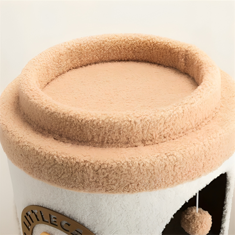 Top view of the soft platform on the ☕ Coffee Cup Cat Tree Haven – Fun, Scratching & Lounging for cats.