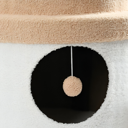 ☕ Coffee Cup Cat Tree Haven – Fun, Scratching & Lounging with a soft hideaway and dangling pom pom for playful cats.