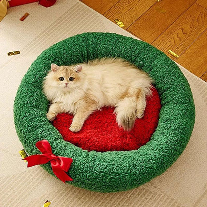 Cozy Christmas Cat Bed