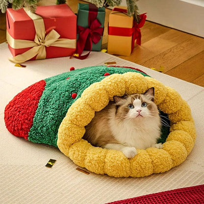Cozy Christmas Cat Bed