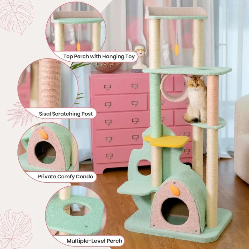 Premium Sisal-Wrapped Posts for Scratching Fun ¨C Wonderland Cat Tree -KtKitty