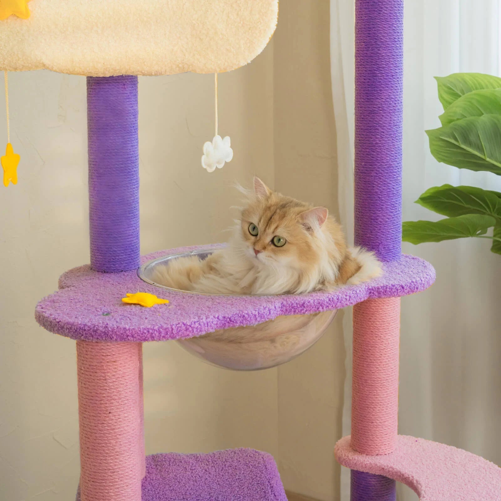 Premium Sisal-Wrapped Trunk for Scratching and Play ¨C Moonlight Cat Tree -KtKitty