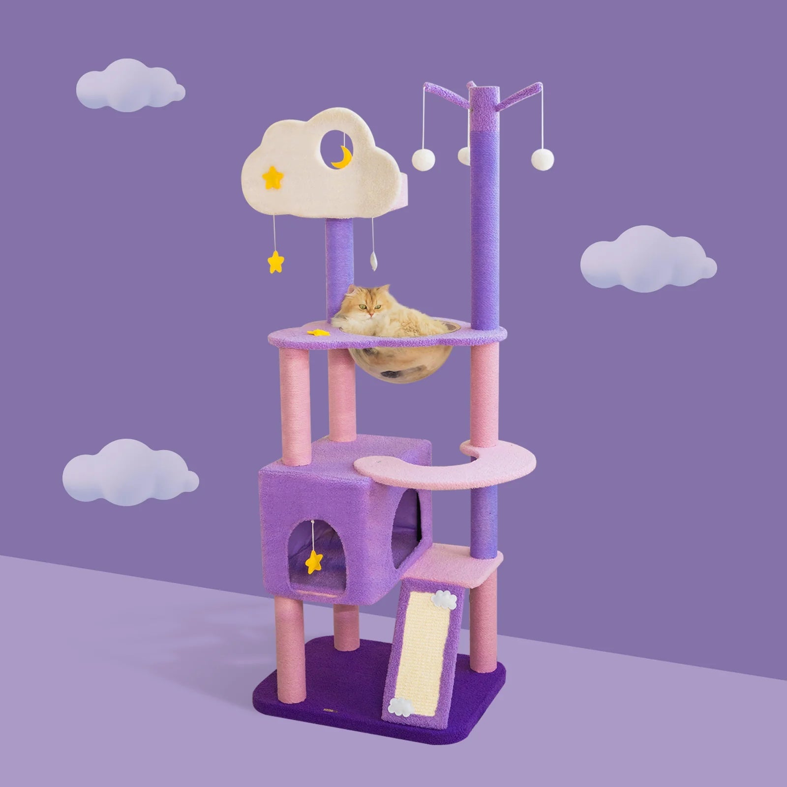 Chubby Cat-Friendly Cat Tree with Large Platforms ¨C Moonlight Cat Tree -KtKitty