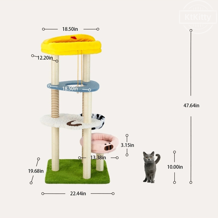 Removable Cushions for Easy Cleaning -Farmyard Cat Tree -KtKitty