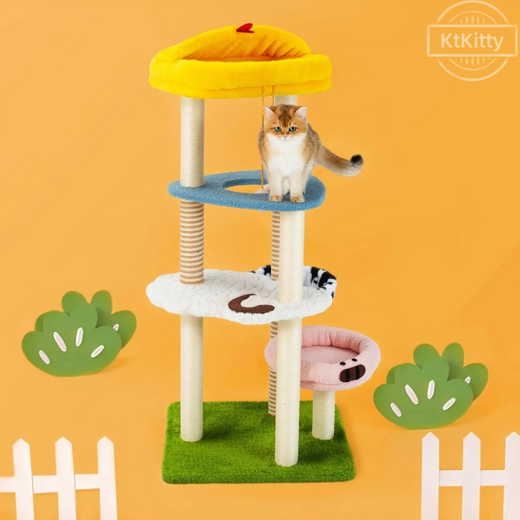 Farmyard Friends Large Cat Tree for CatsMulti-Level Adventure -KtKitty