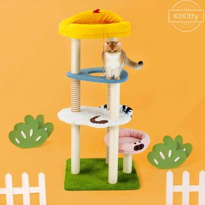 Farmyard Friends Large Cat Tree for CatsMulti-Level Adventure -KtKitty