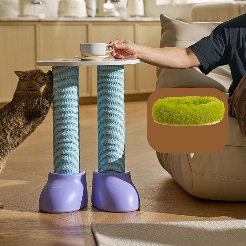 Cat Scratching Climbing Tree with Cozy Rest Platform featuring scratching posts and cozy cat bed.