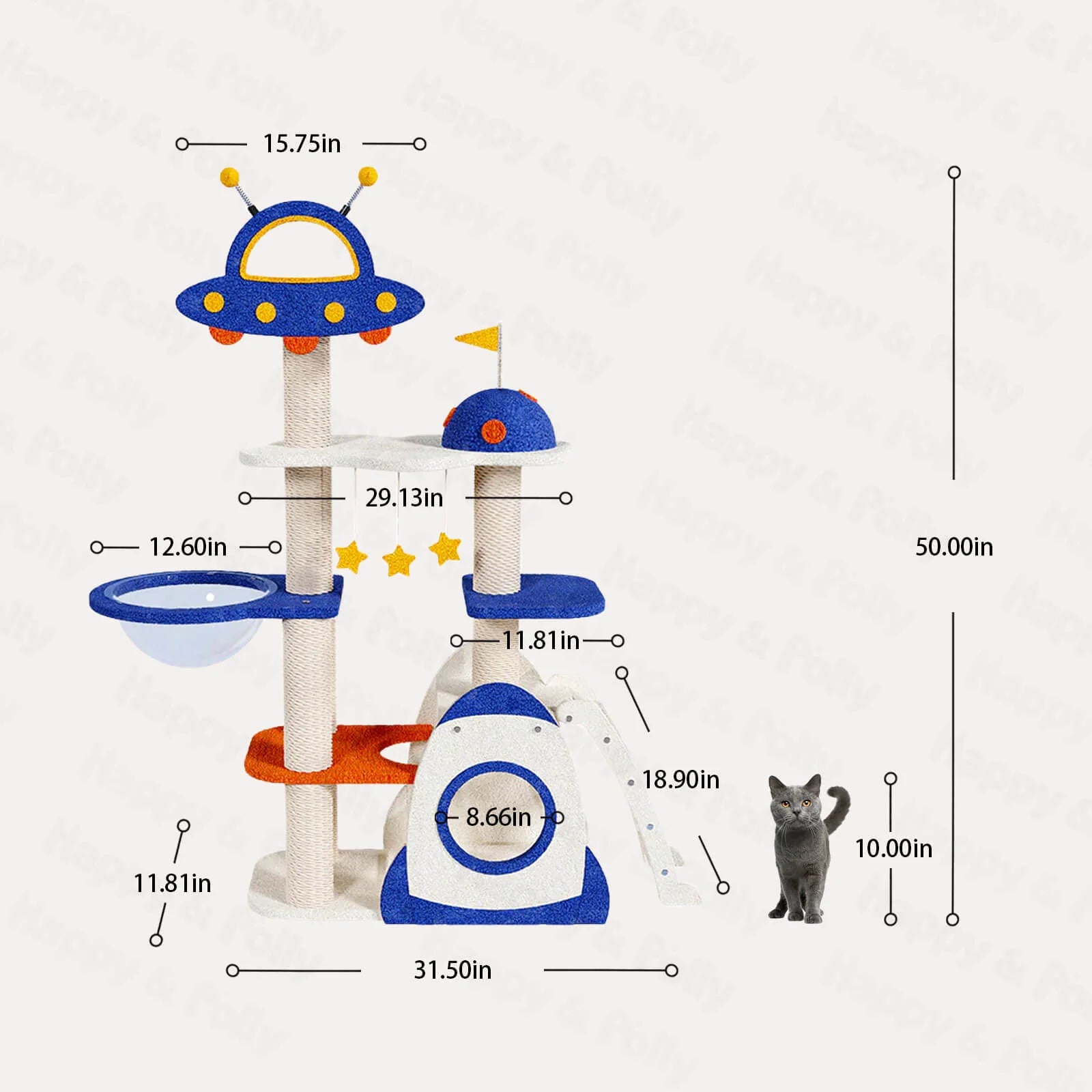 Interactive Cat Tree with Flying Saucer Window