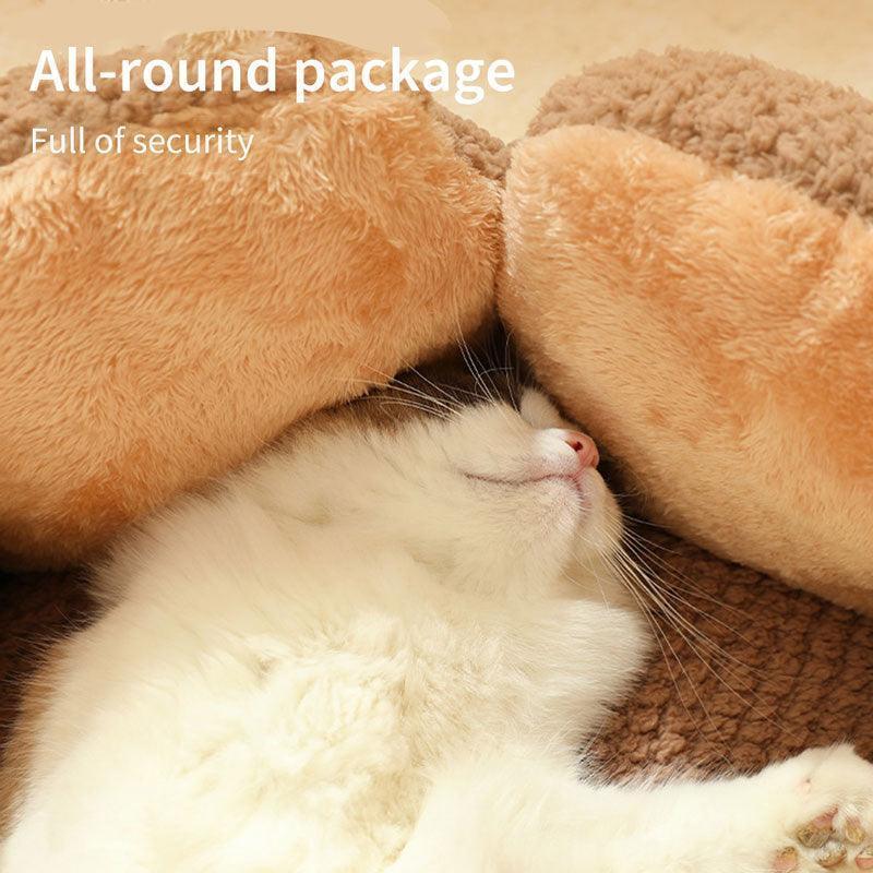 Kennel Flower Cat Bed Nest – Soft, Washable & Cozy Cushion for Cats providing comfort to a sleeping cat.