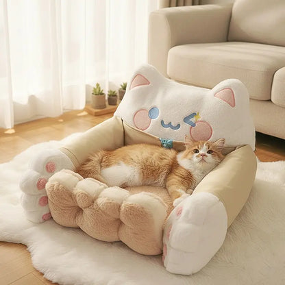 KtKitty Cookie Chef cat sofa bed featuring a 3D cat head design and cozy plush fabric