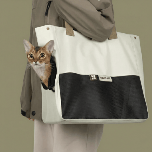 High-definition close-up of the Lightweight Outing Cat Tote Shoulder Bag in a realistic setting.