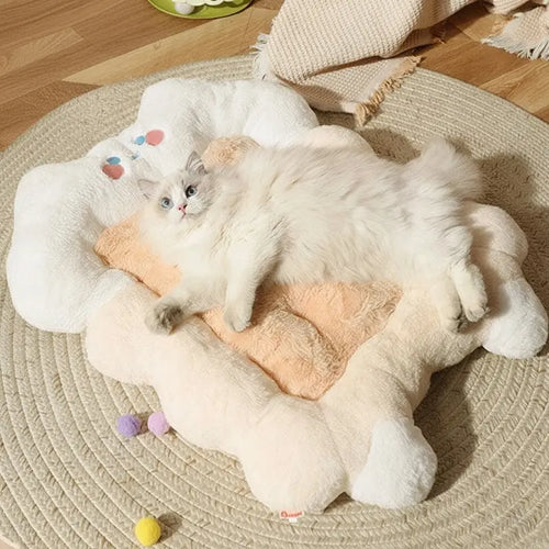 KtKitty Strawberry Bear cat mat bed, a soft plush sleeping pad for indoor cats