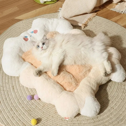 KtKitty Strawberry Bear cat mat bed, a soft plush sleeping pad for indoor cats