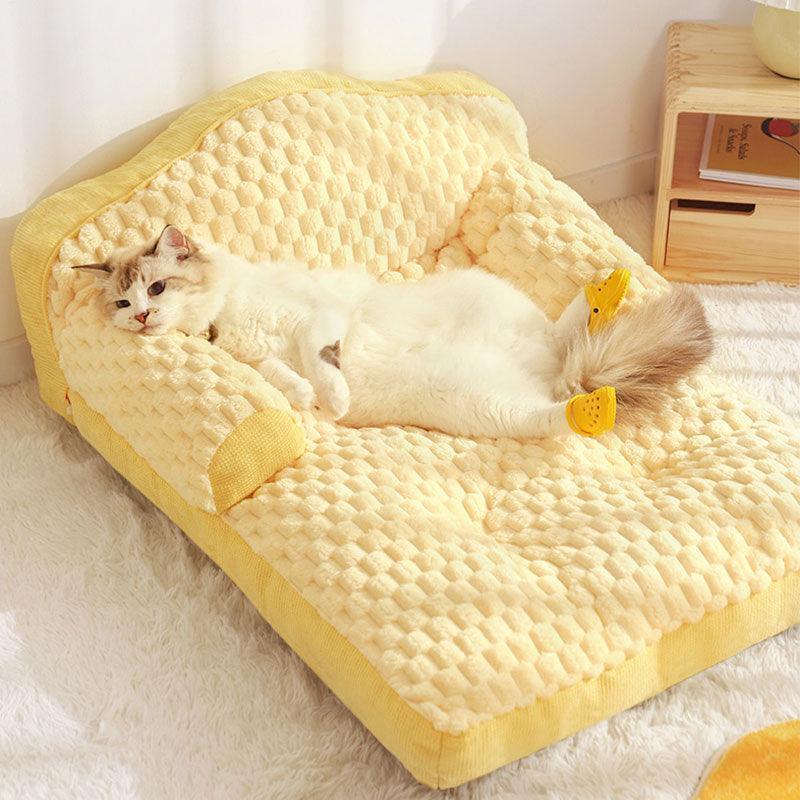 The 3-color warm bed couch for cats, designed for comfort.