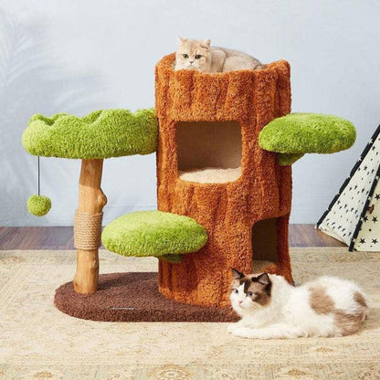 The cat tree in a home setting, blending with modern decor.